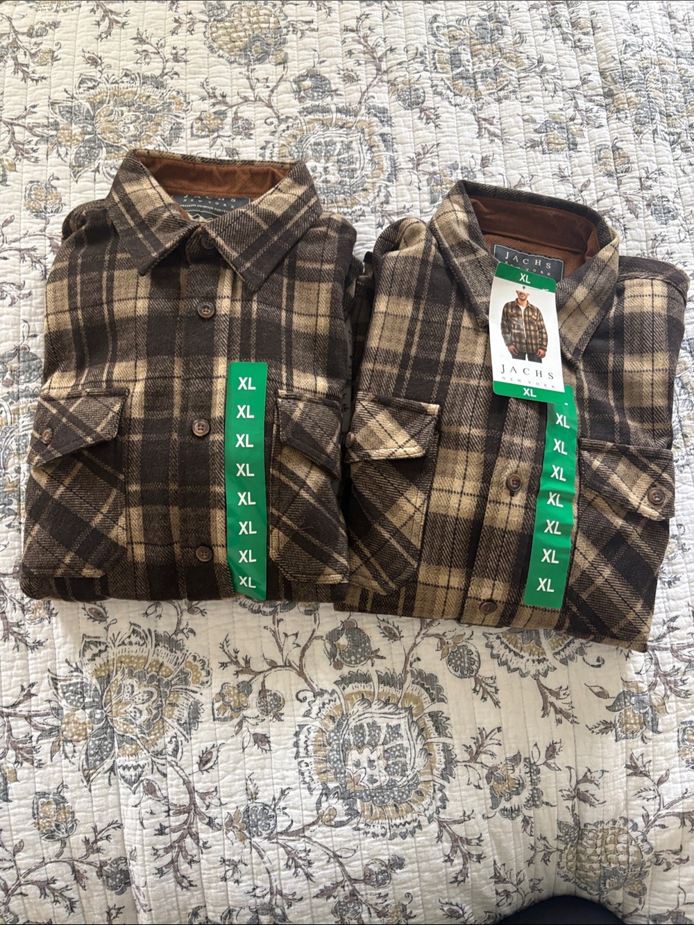 2 Jachs Men's Brown and Cream Plaid Button-Down Shirt